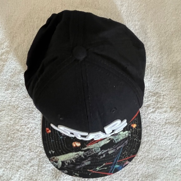 Lucasfilm's "Star Wars" Adjustable Black Cap with Star Graphics on Brim - Picture 4 of 16